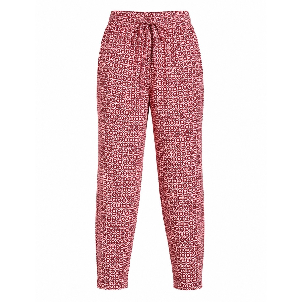 J.Crew Wide Leg Pants Women 4 Red White Pull on Print NWOT